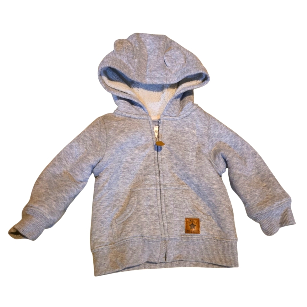 NWOT, CARTERS Baby Bear Cozy Gray Kids Hoodie, 3- 6 Months Soft
